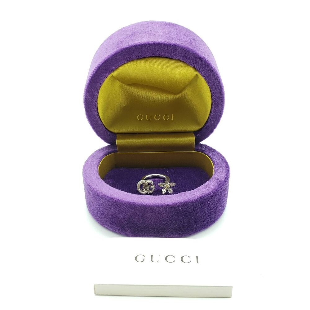 Gucci Flora 18k Ring Diamonds White Gold Sz 5.25 582019 J8568 9066 - New $4700
